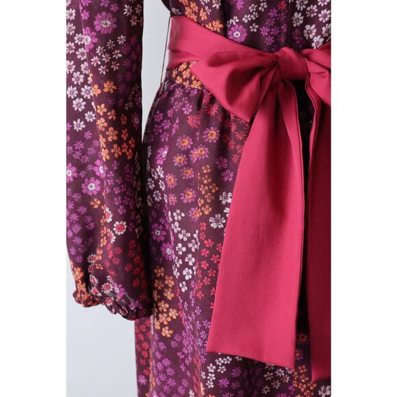 Vintage 1970s Size S Flower Power Print Maxi Dress Mod Hippie Hostess - Picture 8 of 10